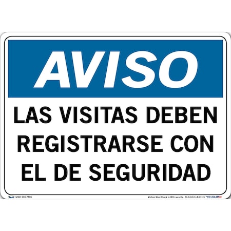 Vestil Vinyl Label Sign, 10-1/2" Height, 14-1/2" Width, Vinyl Label, Rectangle, Spanish SI-N-32-C-LB-011-S